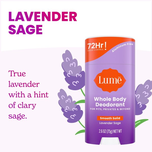Lume Whole Body Deodorant Stick, Lavender Sage, 2.6 OZ