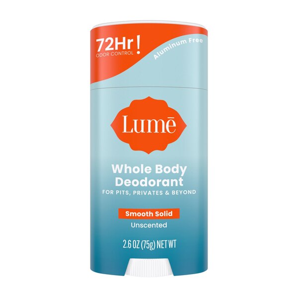 Lume Whole Body Deodorant Stick, Unscented, 2.6 OZ