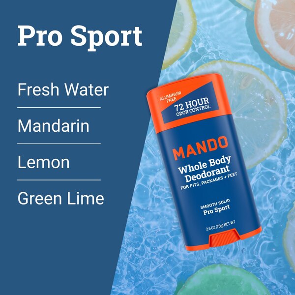 Mando Whole Body Solid Deodorant Stick, Pro Sport, 2.6 OZ 