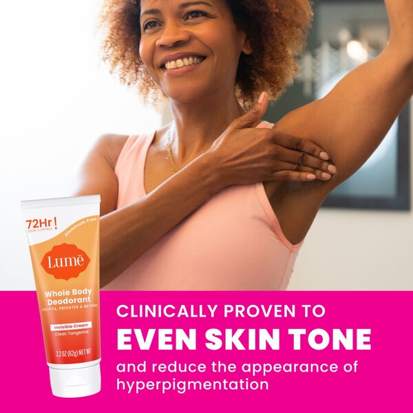 Lume Whole Body Deodorant Cream, Clean Tangerine, 2.2 OZ