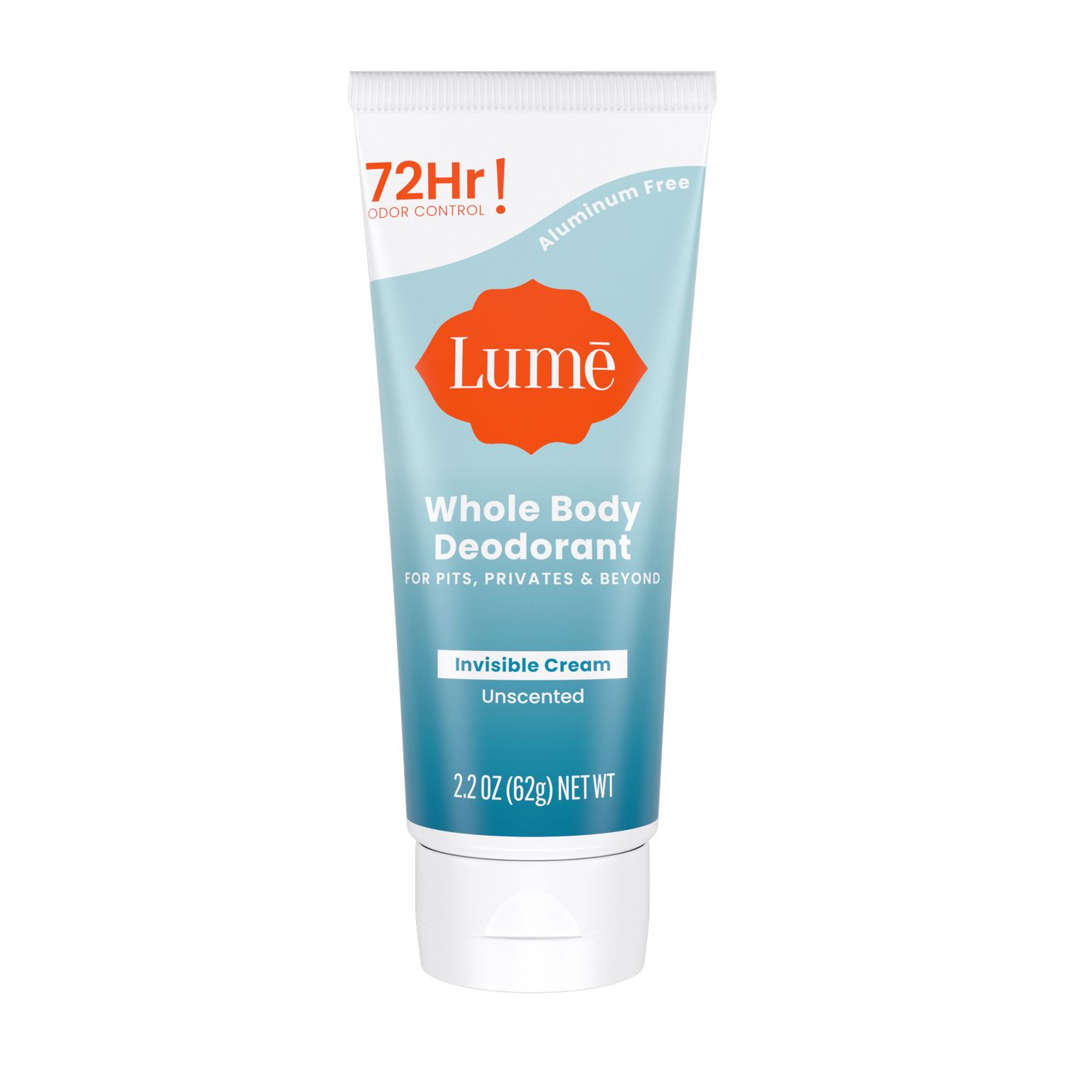 Lume Whole Body Deodorant Cream, Unscented, 2.2 OZ