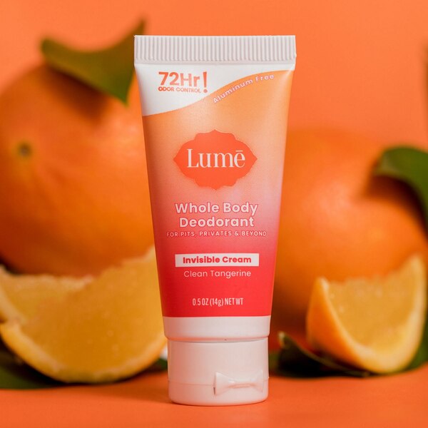Lume Whole Body Deodorant Invisible Cream, Clean Tangerine, 0.5 OZ