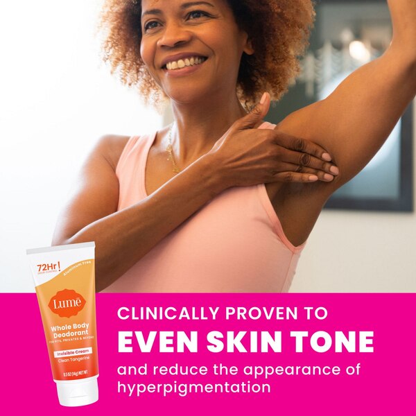 Lume Whole Body Deodorant Invisible Cream, Clean Tangerine, 0.5 OZ