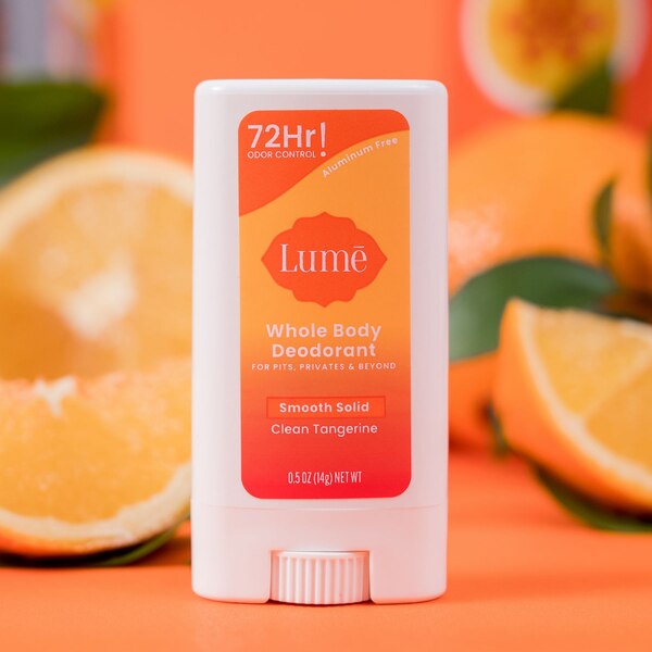 Lume Whole Body Deodorant Smooth Solid, Clean Tangerine, 0.5 OZ