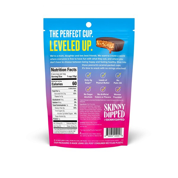 Skinny Dipped, Caramel Peanut Paradise Cup, 3.17 Oz