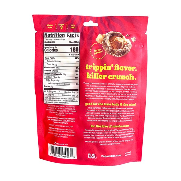 Popadelics, Crunchy Mushroom Chips, Trippin' Truffle Parm, 1.4 oz