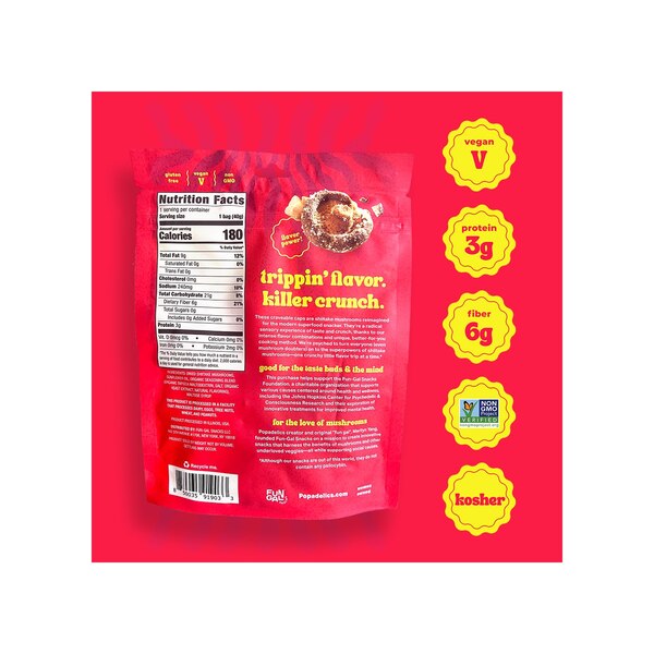 Popadelics, Crunchy Mushroom Chips, Trippin' Truffle Parm, 1.4 oz