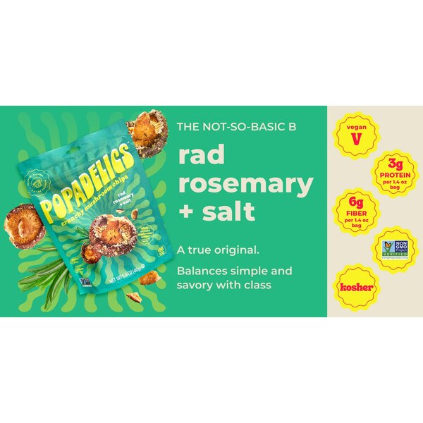 Popadelics, Crunchy Mushroom Chips, Rad Rosemary & Salt, 1.4 oz