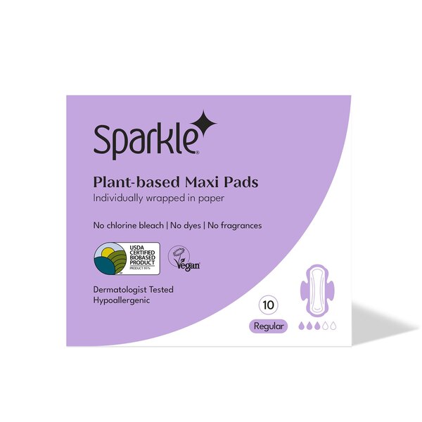 Sparkle Plant-based Maxi Pads, 10 CT