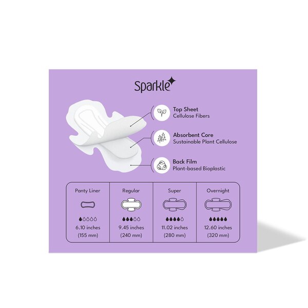 Sparkle Plant-based Maxi Pads, 10 CT