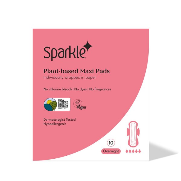 Sparkle Plant-based Maxi Pads, 10 CT
