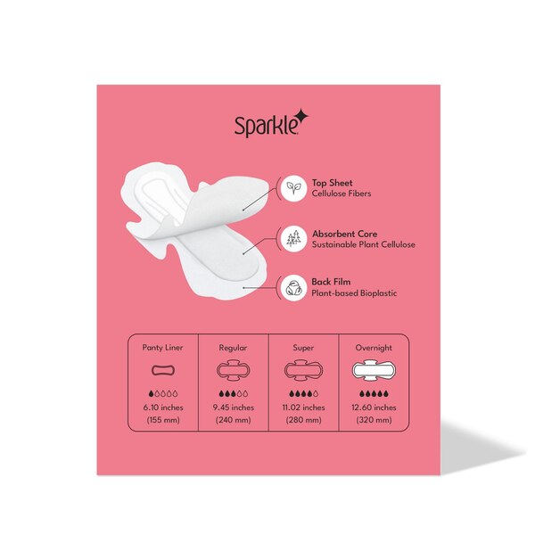Sparkle Plant-based Maxi Pads, 10 CT