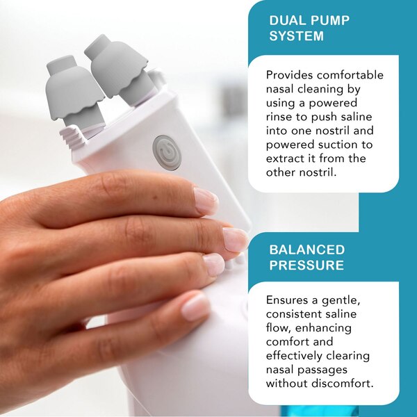 NasalFresh MD Dual Powered Nasal Irrigation System +30 CT Saline Packets