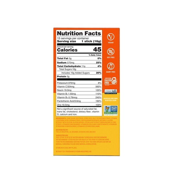 Liquid I.V. Hydration Multiplier + Immune Support, Electrolyte Powder Packet Drink Mix, Tangerine, 15 CT