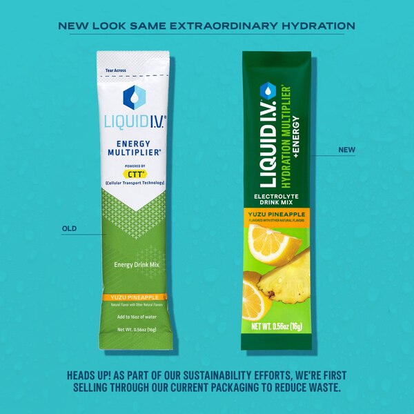 Liquid I.V. Energy Multiplier Yuzu Pineapple Stick Packs, 15 CT