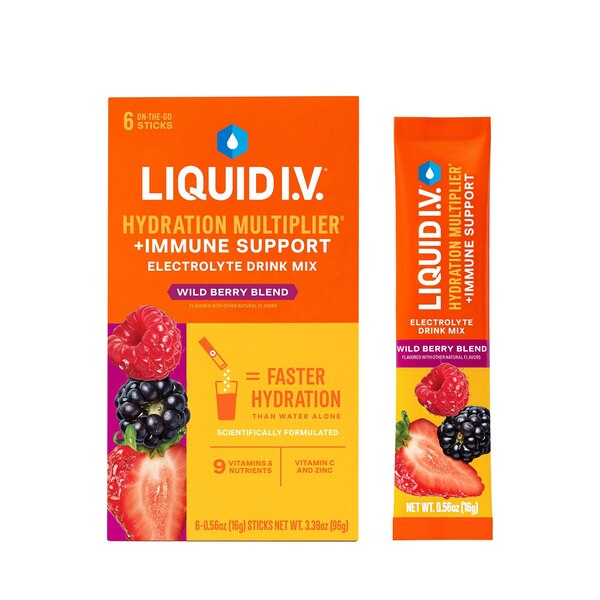 Liquid I.V.'s Hydration Multiplier + Immune Support, Wild Berry Blend, 6 CT