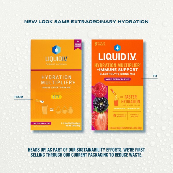 Liquid I.V.'s Hydration Multiplier + Immune Support, Wild Berry Blend, 6 CT