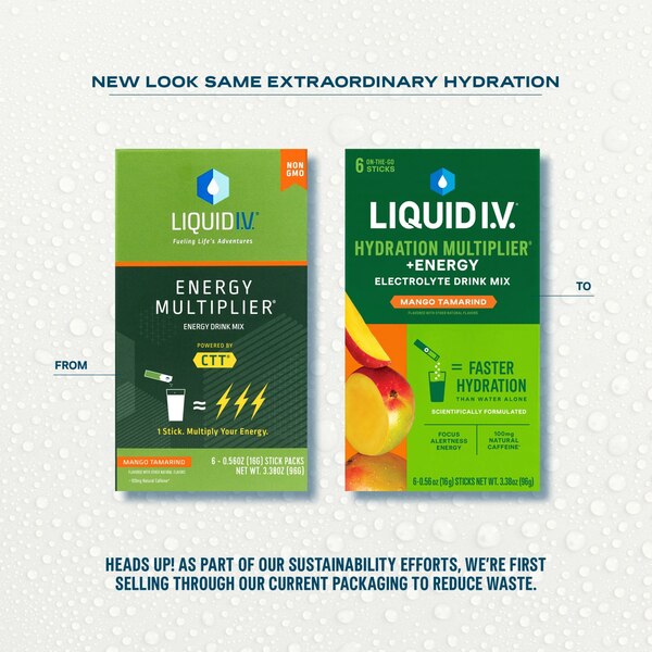 Liquid I.V. Hydration + Energy Multiplier, Electrolyte Drink Mix, Mango Tamarind, 6 CT