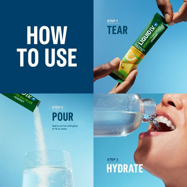 Liquid I.V. Hydration + Energy Multiplier, Electrolyte Drink Mix, Mango Tamarind, 6 CT