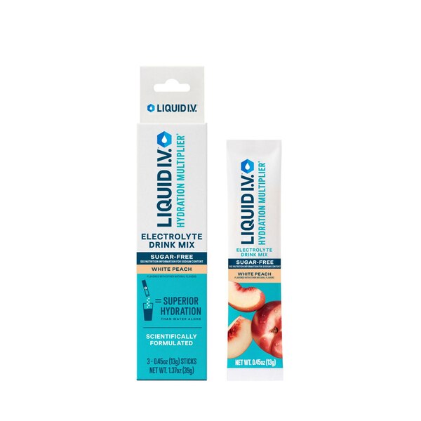 Liquid I.V. Sugar Free White Peach Hydration Multiplier Powder Packets, 3 CT