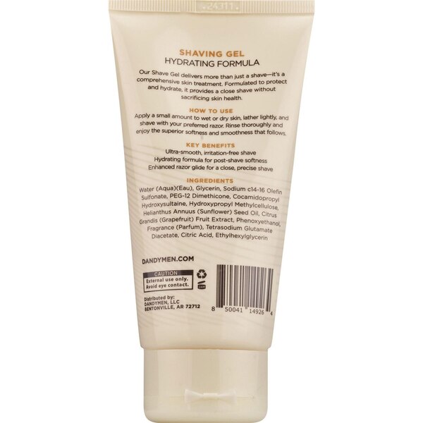 Dandymen Sensitive Skin Shave Gel, Saffron Ember, 5 OZ