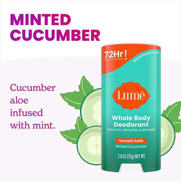 Lume Whole Body Deodorant, Minted Cucumber, 2.6 OZ
