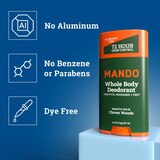 Mando Whole Body Solid Deodorant Stick, Clover Woods, 2.6 OZ, thumbnail image