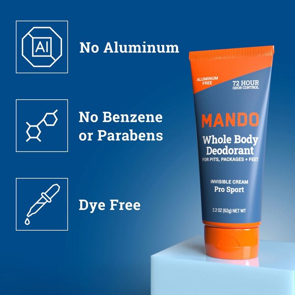 Mando Whole Body Deodorant Cream, Pro Sport, 2.2 OZ