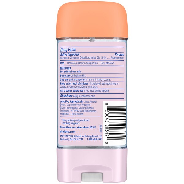 Dry Idea 72-Hour Hypoallergenic Clear Gel Antiperspirant & Deodorant Stick, Unscented, 3 OZ