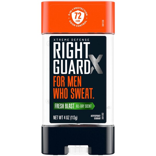 Right Guard Xtreme Defense 72-Hour Antiperspirant & Deodorant Stick, Fresh Blast, 4 OZ