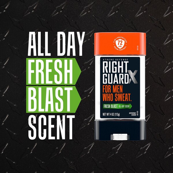 Right Guard Xtreme Defense 72-Hour Antiperspirant & Deodorant Stick, Fresh Blast, 4 OZ