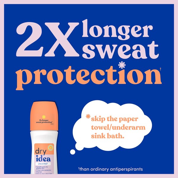 Dry Idea 72-Hour Hypoallergenic Deodorant Roll-on, Unscented, 3.25 OZ