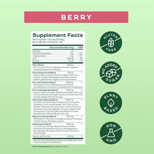 Bloom Nutrition Greens & Superfoods Powder, 25 CT