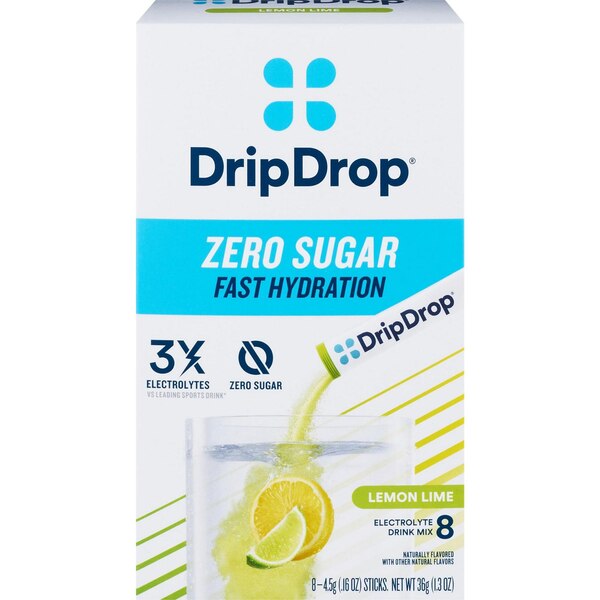 DripDrop Zero Sugar Lemon Lime, 8 CT