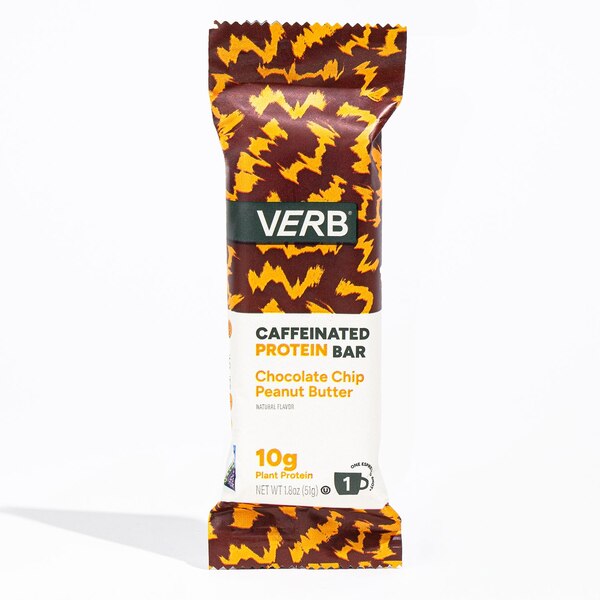 Verb, Chocolate Chip Peanut Butter Caffeinated Protein Bar, 1.8 oz