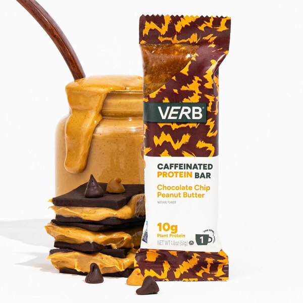 Verb, Chocolate Chip Peanut Butter Caffeinated Protein Bar, 1.8 oz