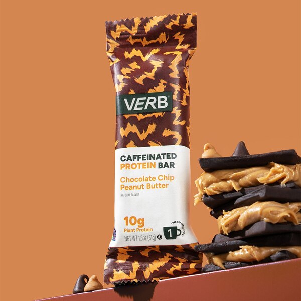 Verb, Chocolate Chip Peanut Butter Caffeinated Protein Bar, 1.8 oz