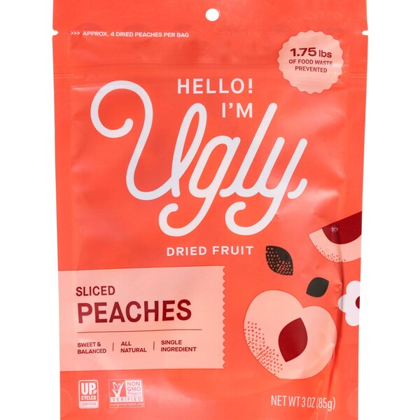 Ugly, Sliced Dried Peaches, 3 Oz
