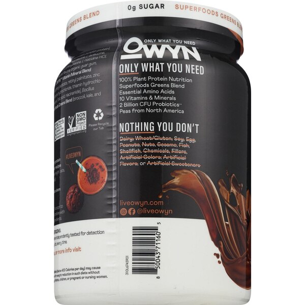 Owyn Chocolate Plant Protein Powder, 1.32 lbs
