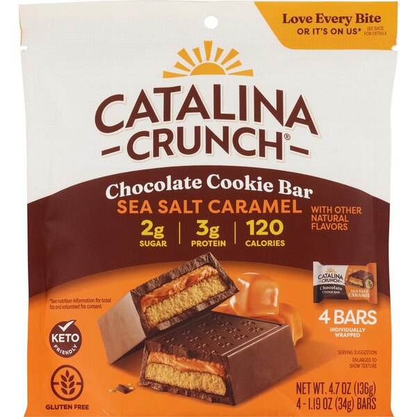 Catalina Crunch Chocolate Cookie Bar, Sea Salt Caramel, 4.64 oz