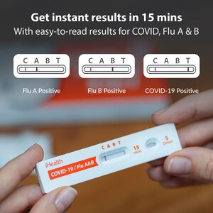 iHealth COVID-19/Flu A&B 3-in-1 Home Rapid Test Kit, 2 CT