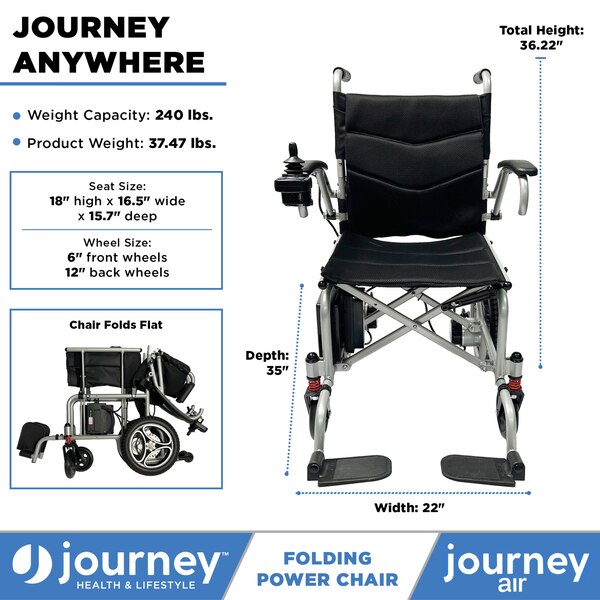 Journey Health and Lifestyle Air Lightweight Folding Personal Battery Powered Chair