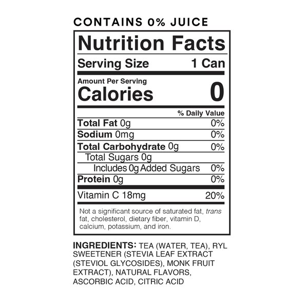 The Ryl Co. Black Tea Peach Flavored Zero Sugar, 16 oz