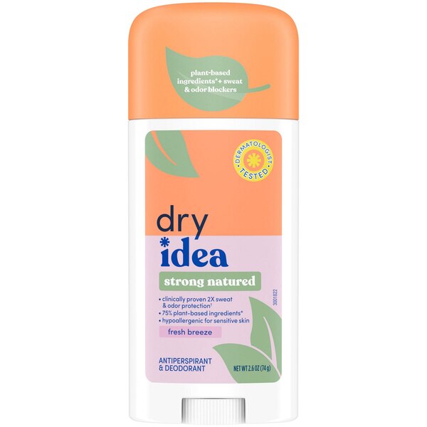Dry Idea Plant Based Invisible Solid Antiperspirant & Deodorant Stick, Fresh Breeze, 2.6 OZ