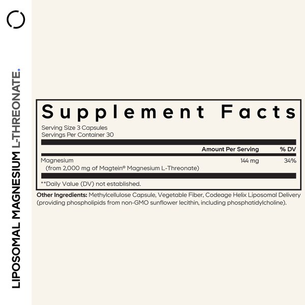 Codeage Liposomal Magnesium L-Threonate Capsules, 90 CT