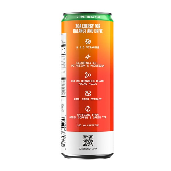 ZOA Energy, Mango Splash, 12 oz