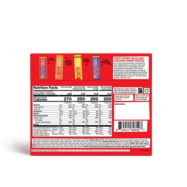 Tony's Chocolonely, Rainbow Tasting Pack, 4 ct, 6.73 oz