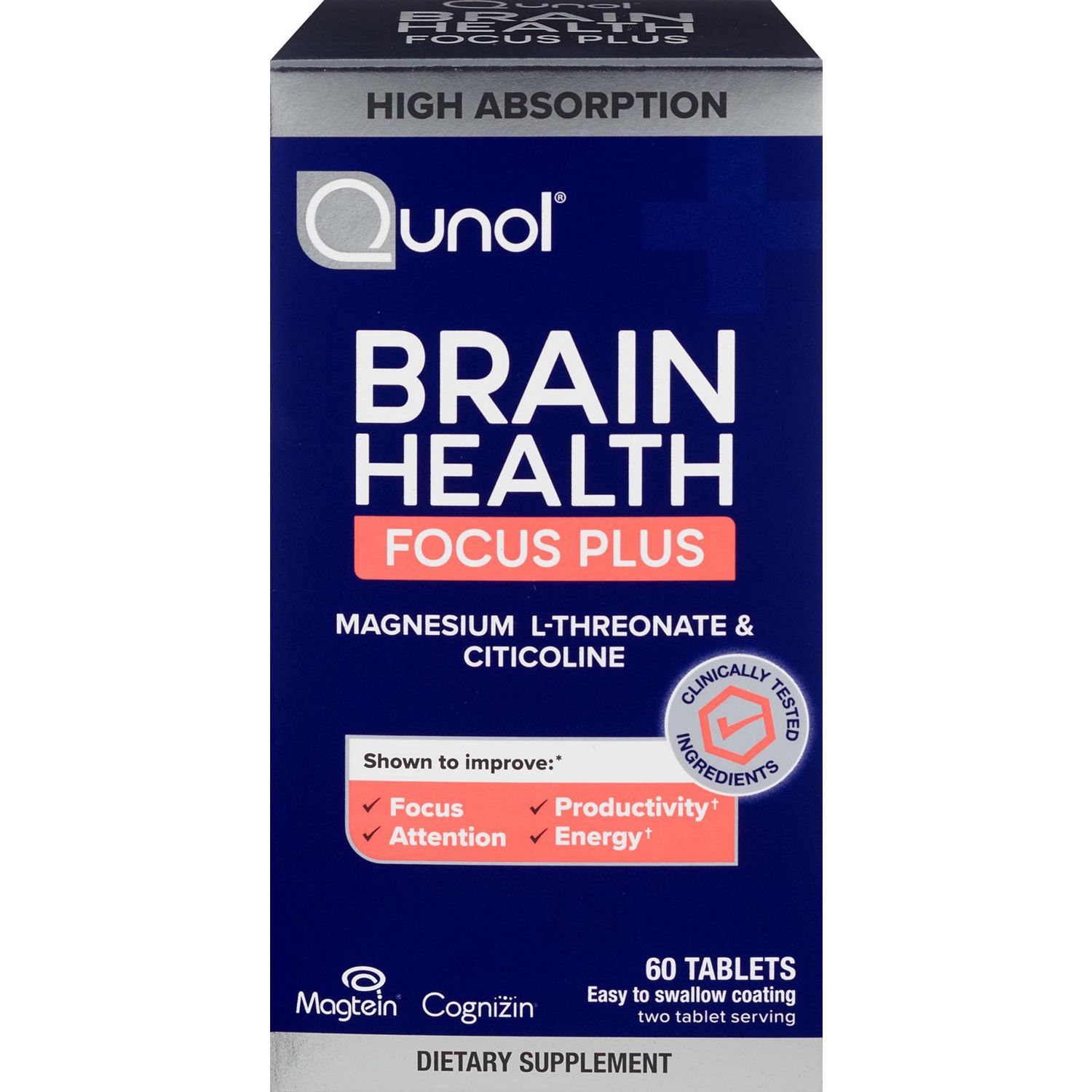 Qunol Brain Health Focus Plus, Tablets, 60 CT