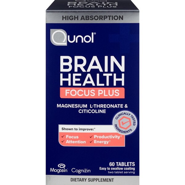 Qunol Brain Health Focus Plus, Tablets, 60 CT