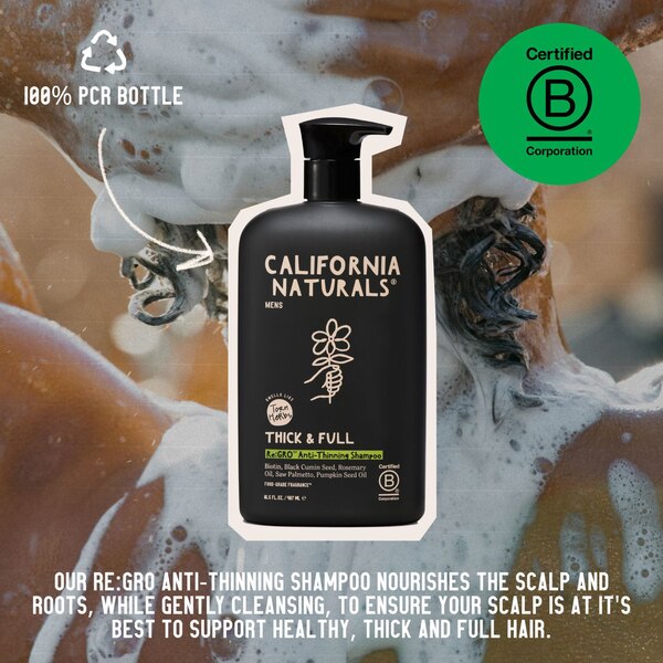 California Naturals Men's Thick & Full Re:Gro Anti-Thinning Shampoo, 16.5 OZ